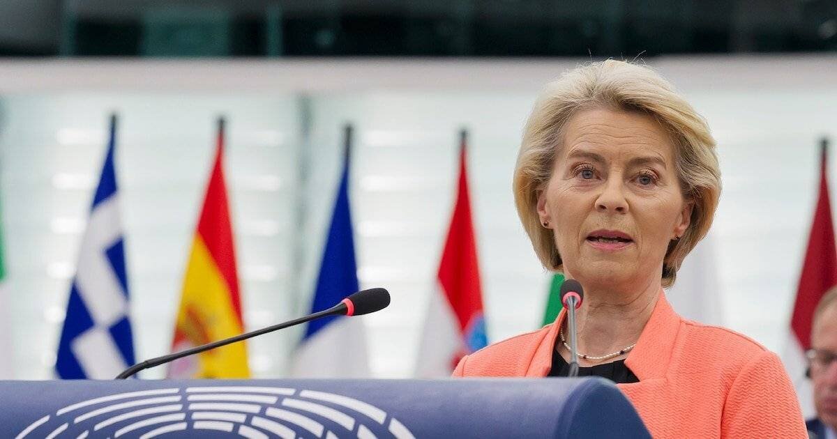 La présidente de la Commission européenne Ursula von der Leyen au Parlement européen de Strasbourg, le 7 juillet 2025