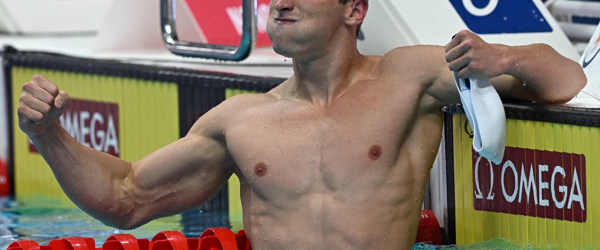 Maxime Grousset lors des championnats du monde de natation à Singapour