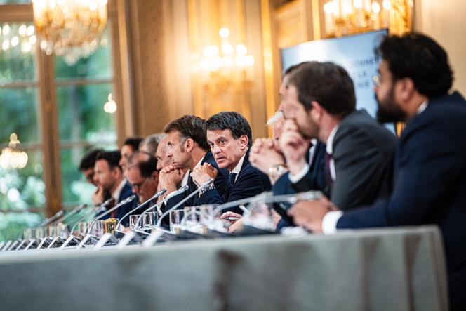 Manuel Valls, ministre des outre-mer, lors de la conclusion du sommet pour l’avenir de la Nouvelle-Calédonie, à l’Elysée, à Paris, le 12 juillet 2025.