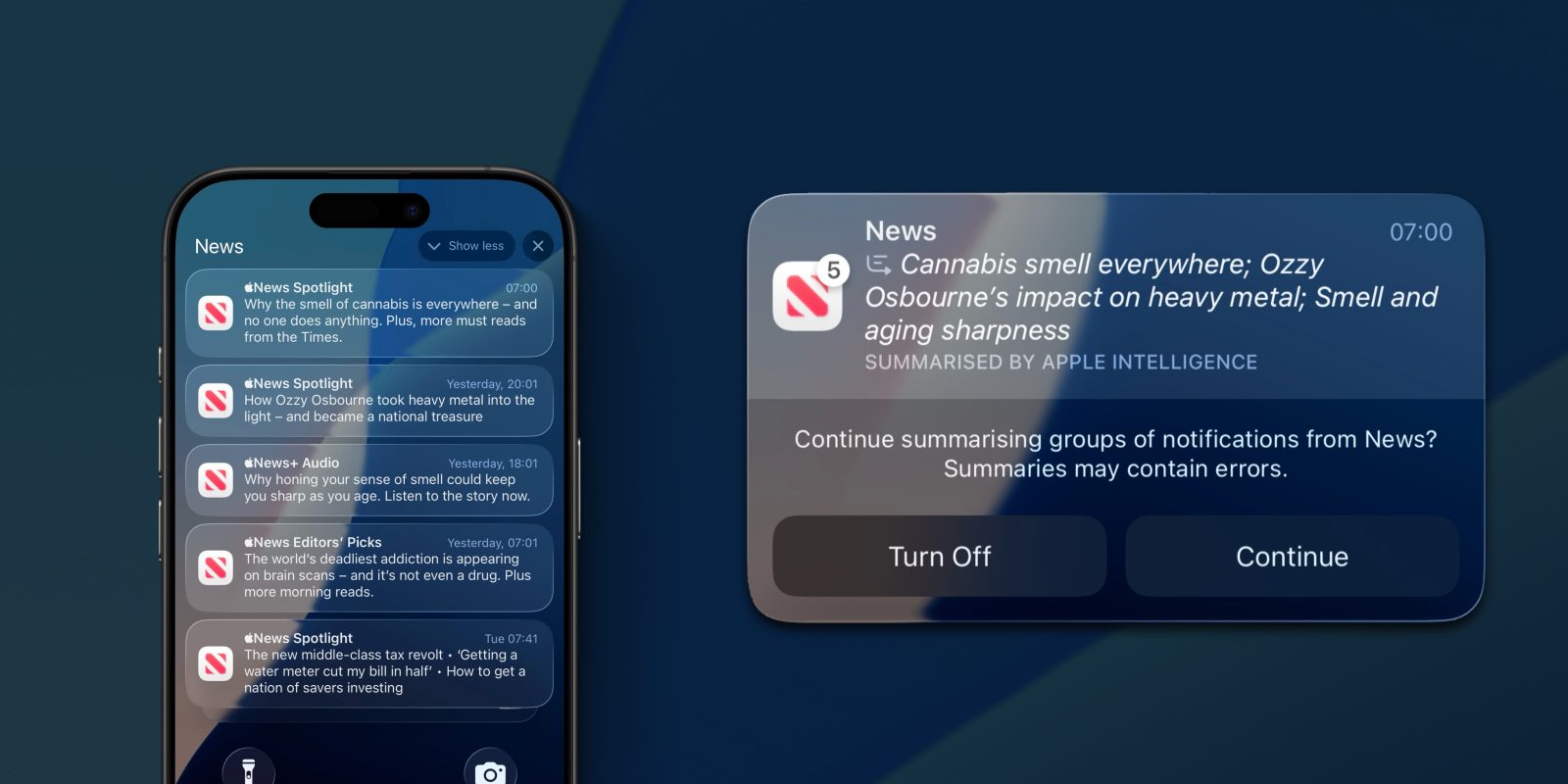 Synthèse des notifications sur iOS 26