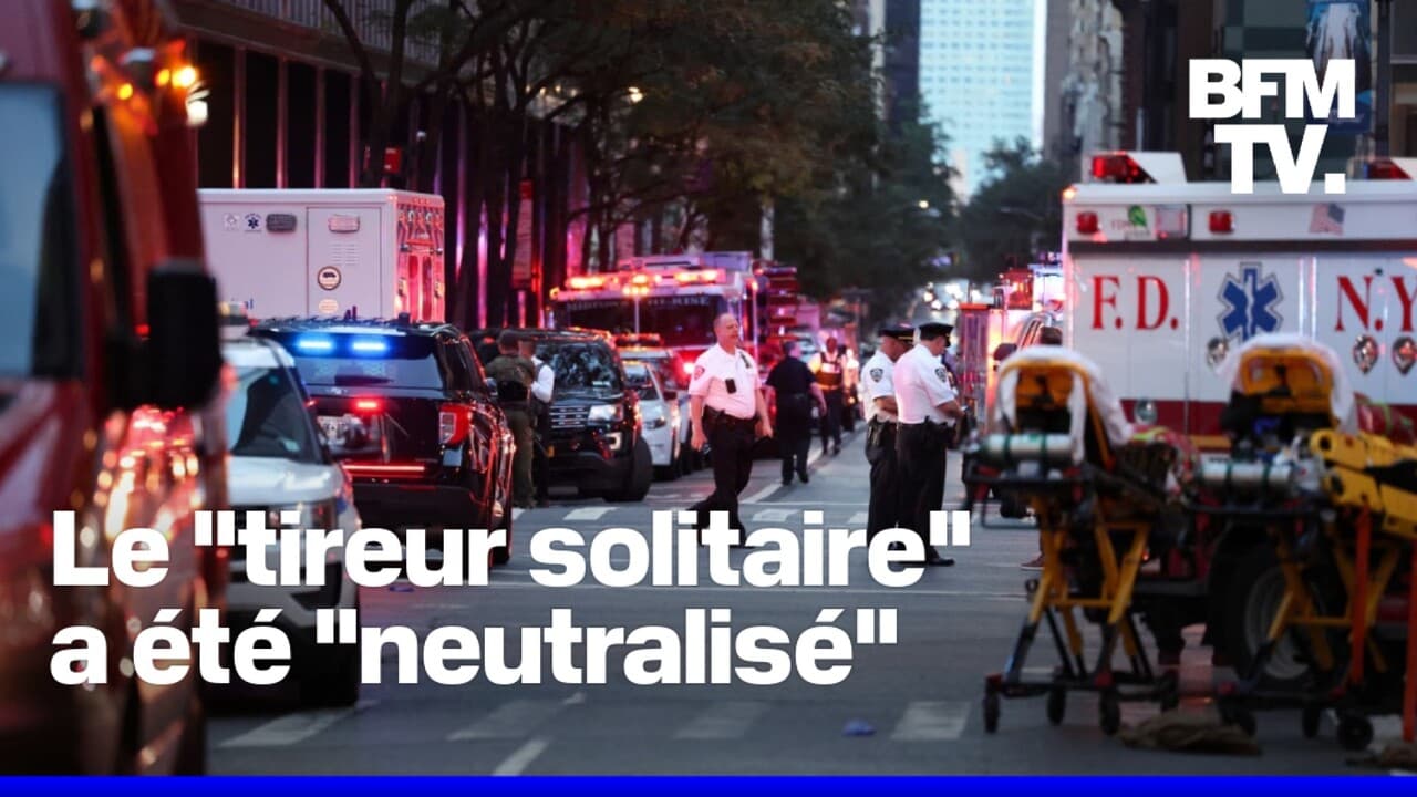 Gratte-ciel de Manhattan et scène de la fusillade