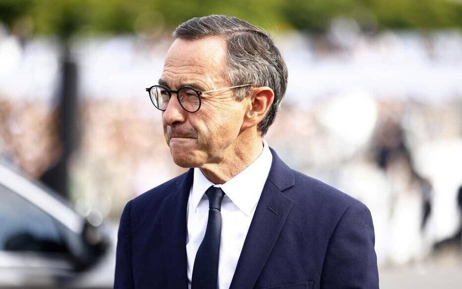 Bruno Retailleau le 14 juillet à Paris, mettant en avant son discours politique. Pool via Reuters/Mohammed Badra