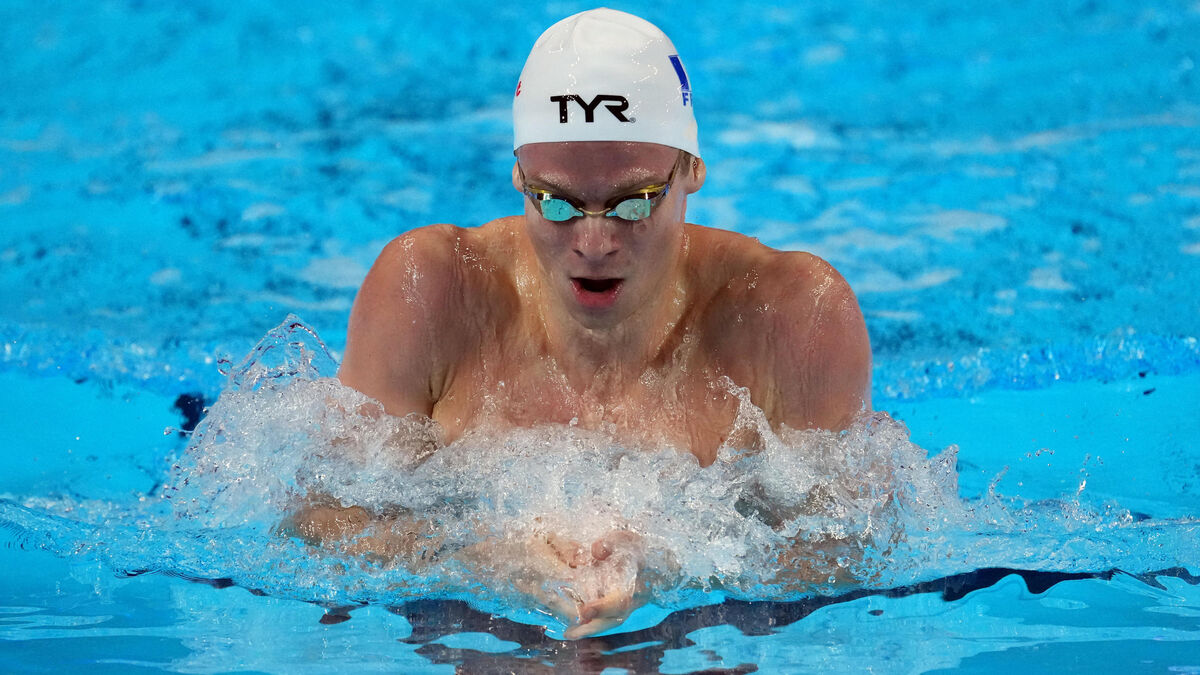Léon Marchand lors des Mondiaux de natation