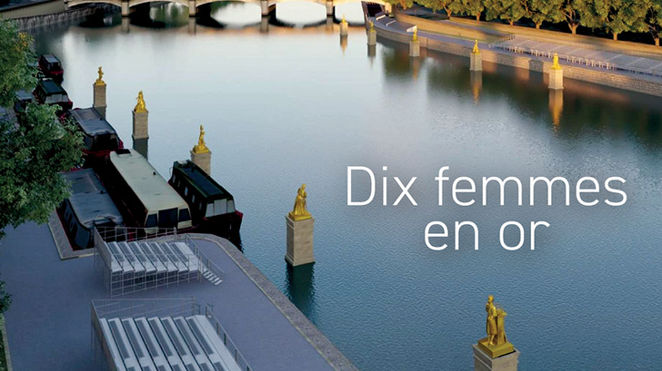 Les dix statues de femmes pionnières dans leur domaine dévoilées pendant la cérémonie d’ouverture des JO de Paris, exposées à l’Assemblée nationale. Crédits : Assemblée nationale.