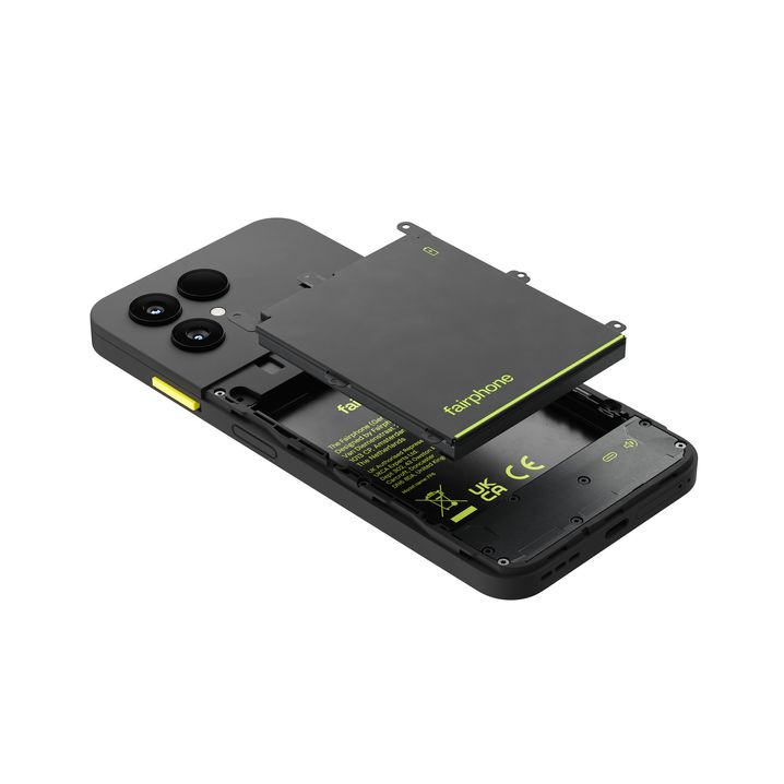 Comme onze autres modules, la batterie du Fairphone 6 peut être remplacée.