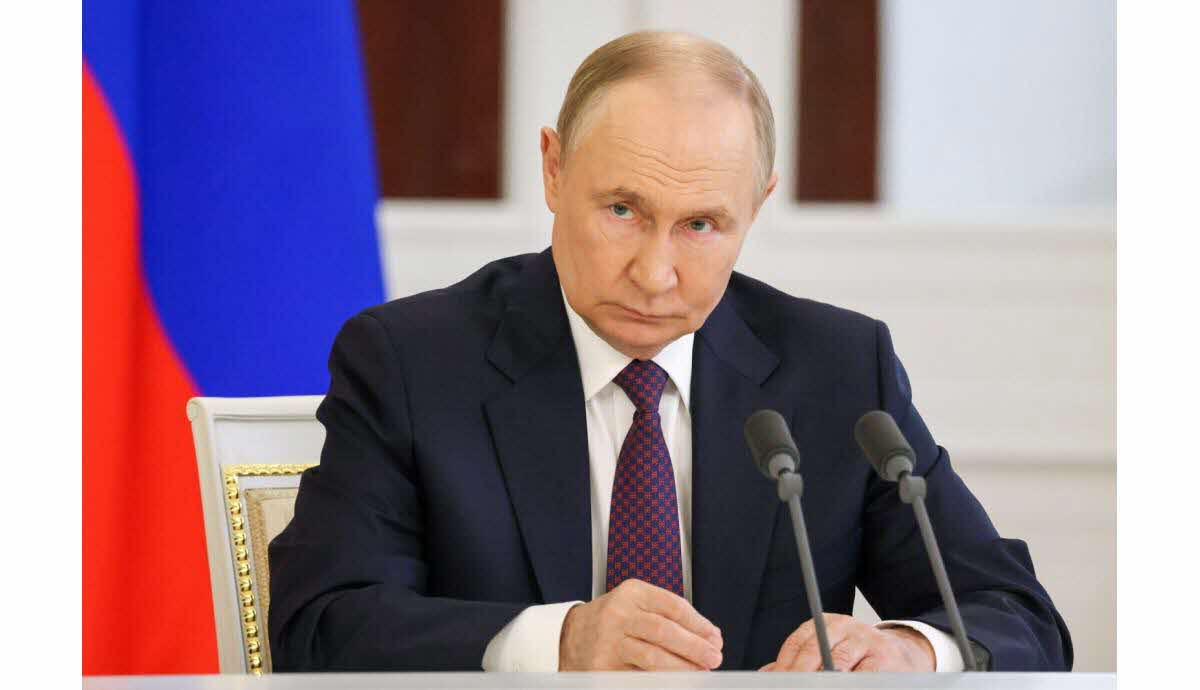 Vladimir Poutine lors d'une déclaration sur la paix en Ukraine