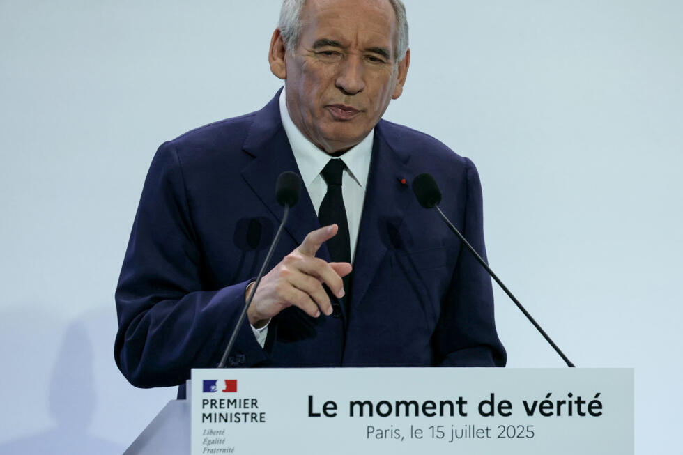 Le Premier ministre François Bayrou dévoile les grandes lignes du budget 2026 de la France, le 15 juillet 2025 à Paris