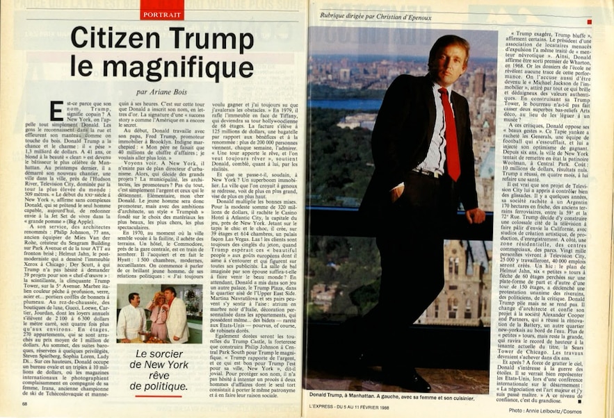 Donald Trump, magnat de l'immobilier dans L'Express du 5 février 1988.