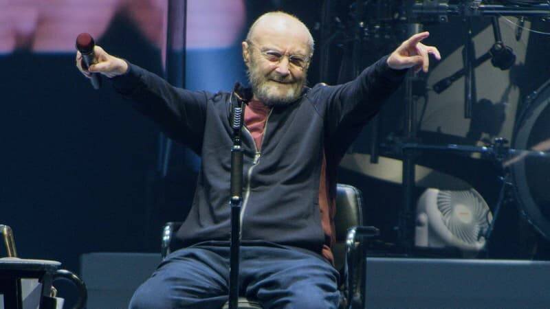 Phil Collins lors d'un concert de Genesis à Chicago, le 15 novembre 2021.