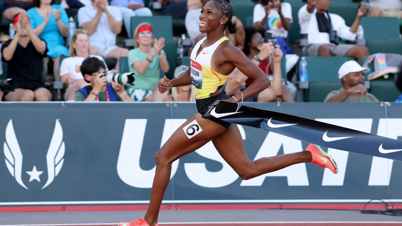 Melissa Jefferson-Wooden remporte le 100 m des sélections IS pour les Mondiaux d'athlétisme, le 1er août 2025 à Eugene dans l'Oregon