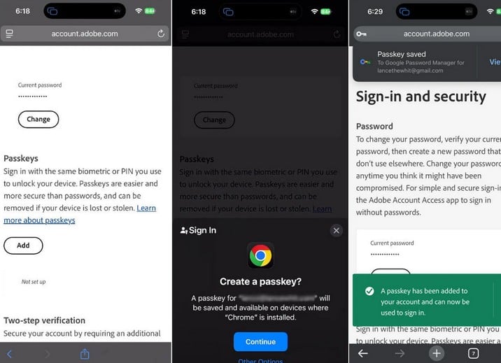 Créer une clé d'accès sur iPhone