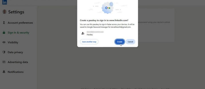 Créer une clé d'accès sur Windows