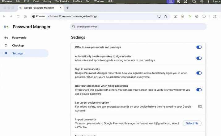 Configurer Chrome sur Mac