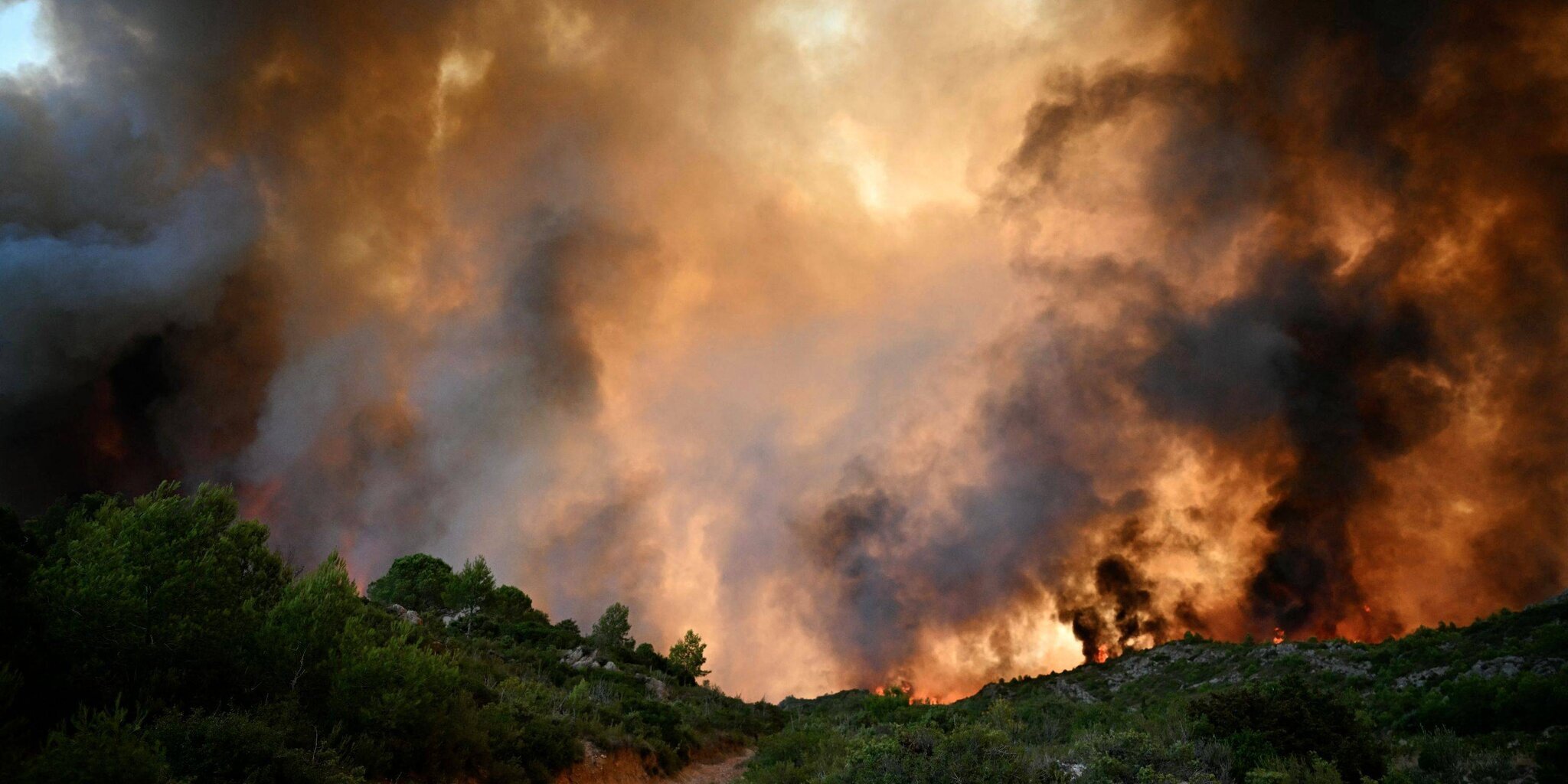 Incendie dans l'Aude, les flammes dévorant la végétation