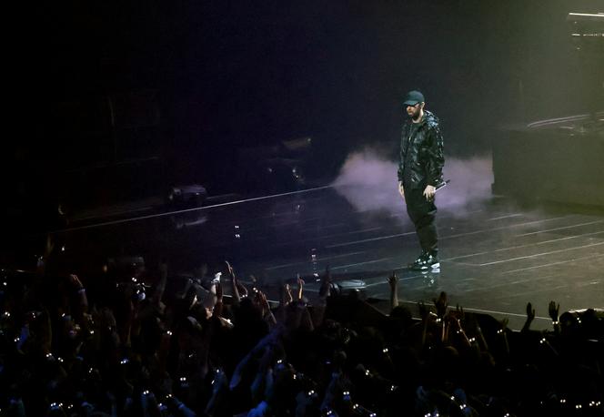 Eminem sur scène lors des MTV Video Music Awards 2024 à l’UBS Arena, à Elmont (Etat de New York), le 11 septembre 2024.