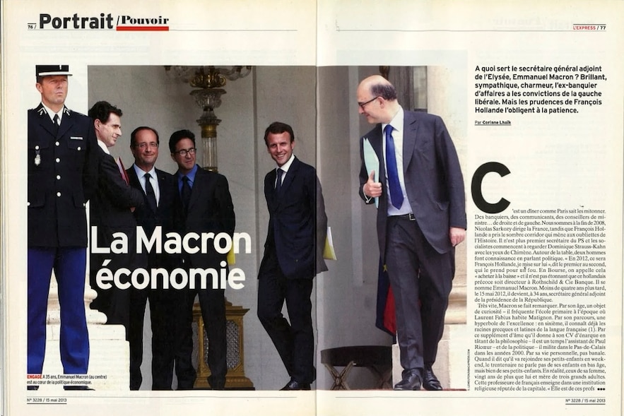 Portrait d'Emmanuel Macron publié dans L'Express du 15 mai 2003.