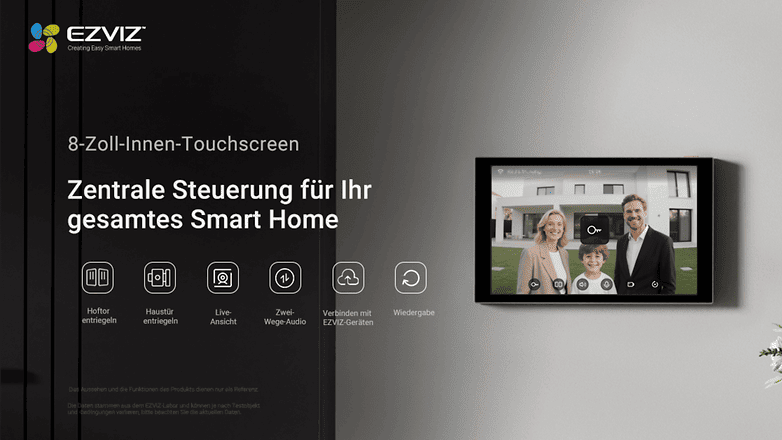 Écran tactile de 8 pouces pour le contrôle central de votre maison intelligente avec vue en direct et audio bidirectionnel.