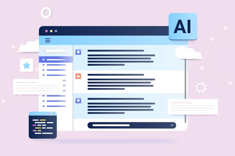 Interface de chat en intelligence artificielle sur navigateur web