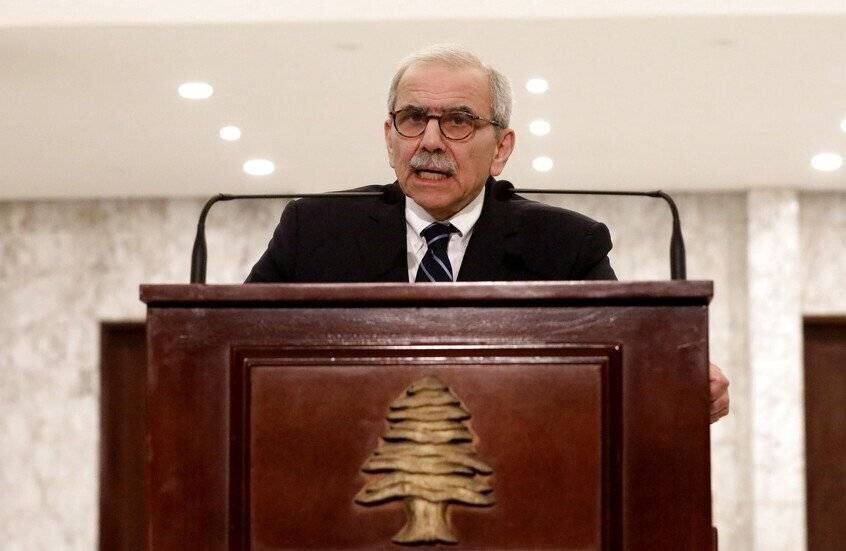 Nawaf Salam lors d’une déclaration officielle