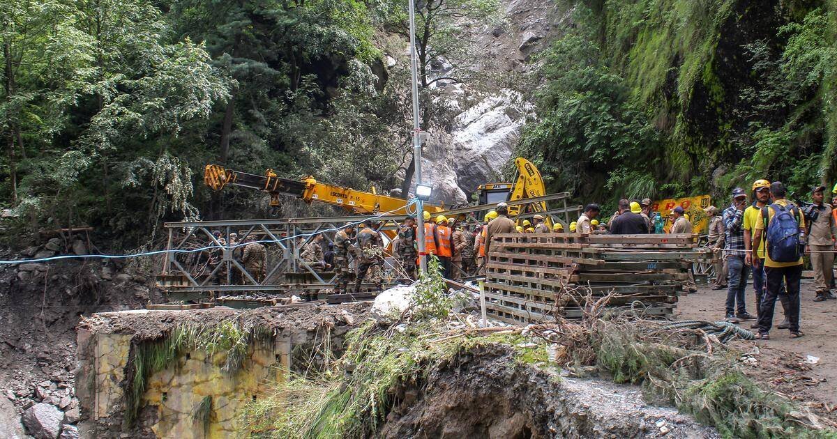 Vue d'une zone touchée par les inondations dans le Cachemire