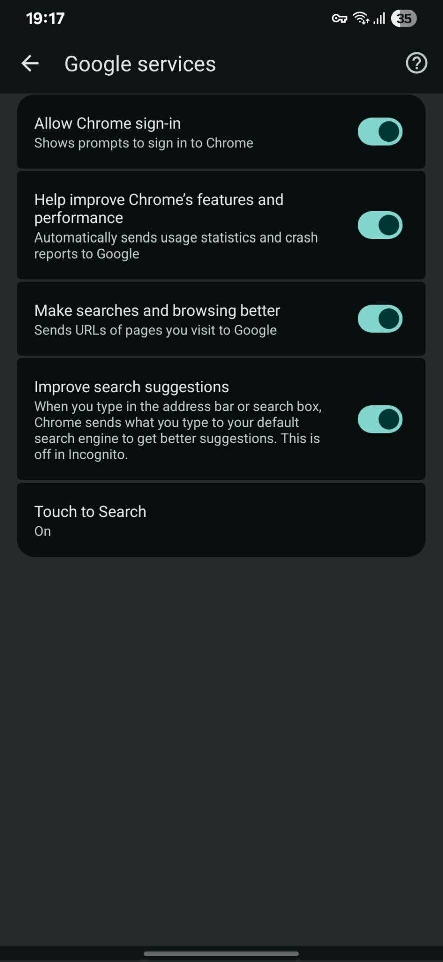 Paramètres repensés Chrome Android
