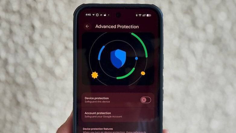 Paramètres Protection Avancée sur Android 16