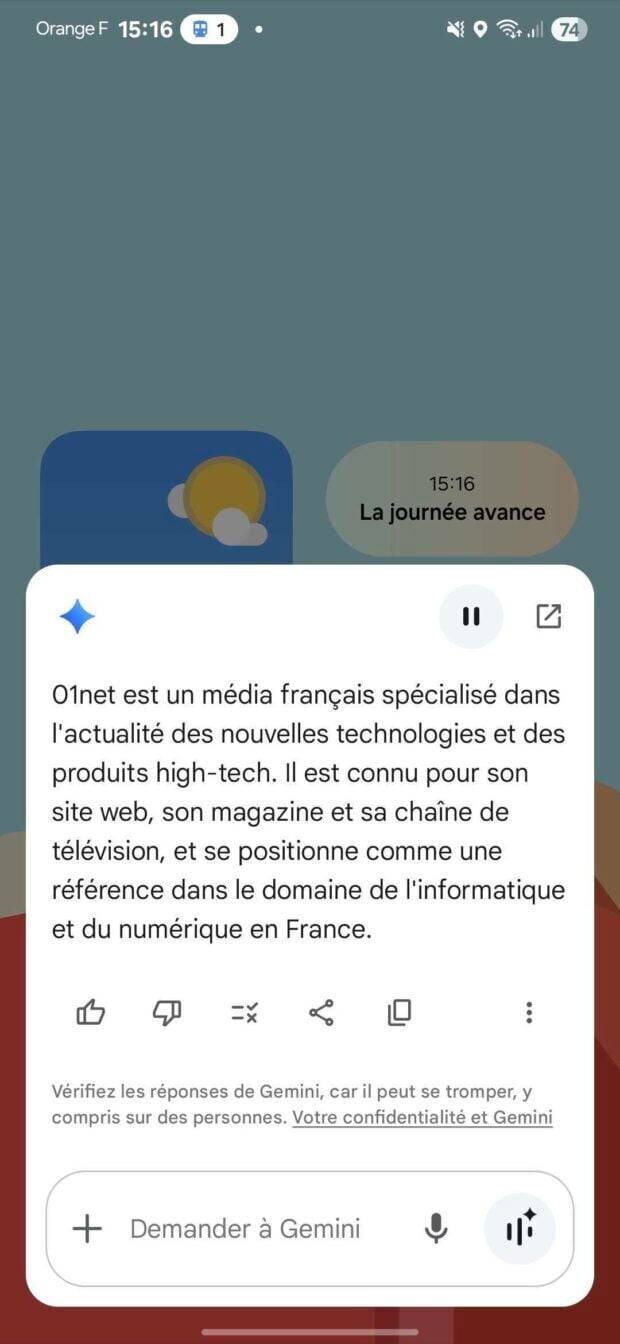 Intégration de Gemini sur smartphone