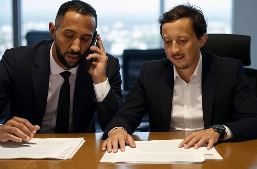 Pablo Longoria et Mehdi Benatia au stade