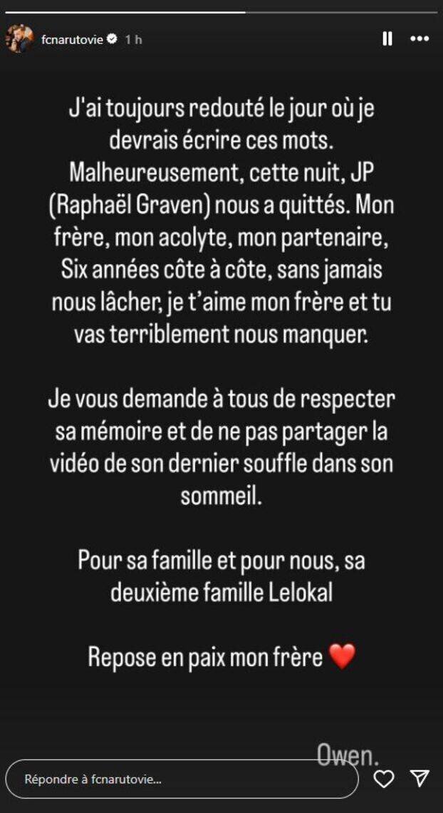 Naruto rendant hommage à Jean Pormanove