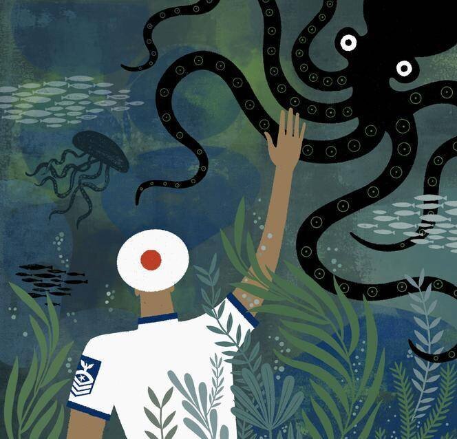 Équipe océanographique en mission en mer