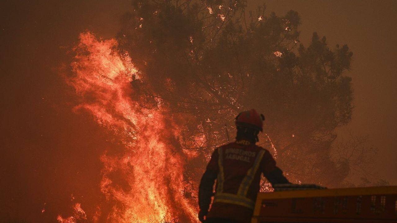 Pompier portugais en intervention pendant les incendies