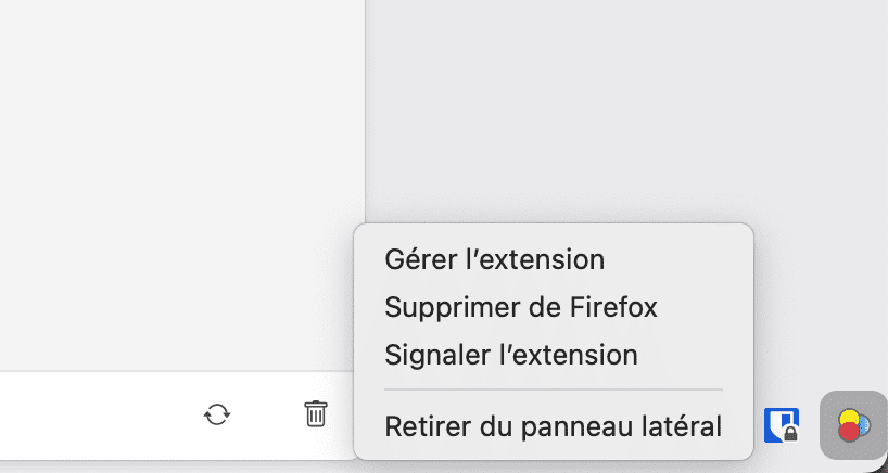 Gestion des extensions et barre latérale