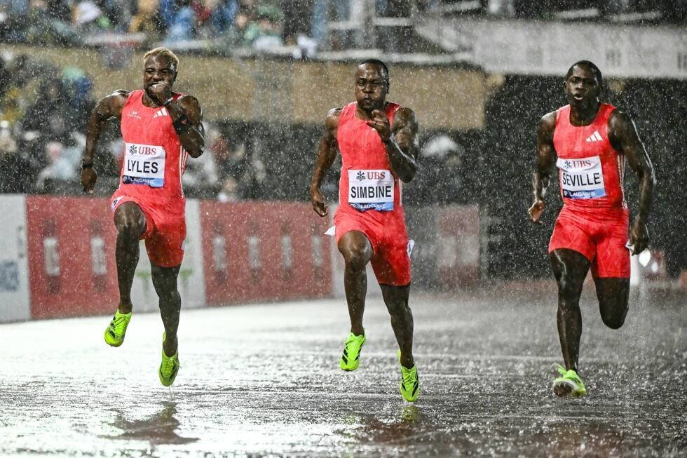 Oblique Seville et Noah Lyles sur 100 m