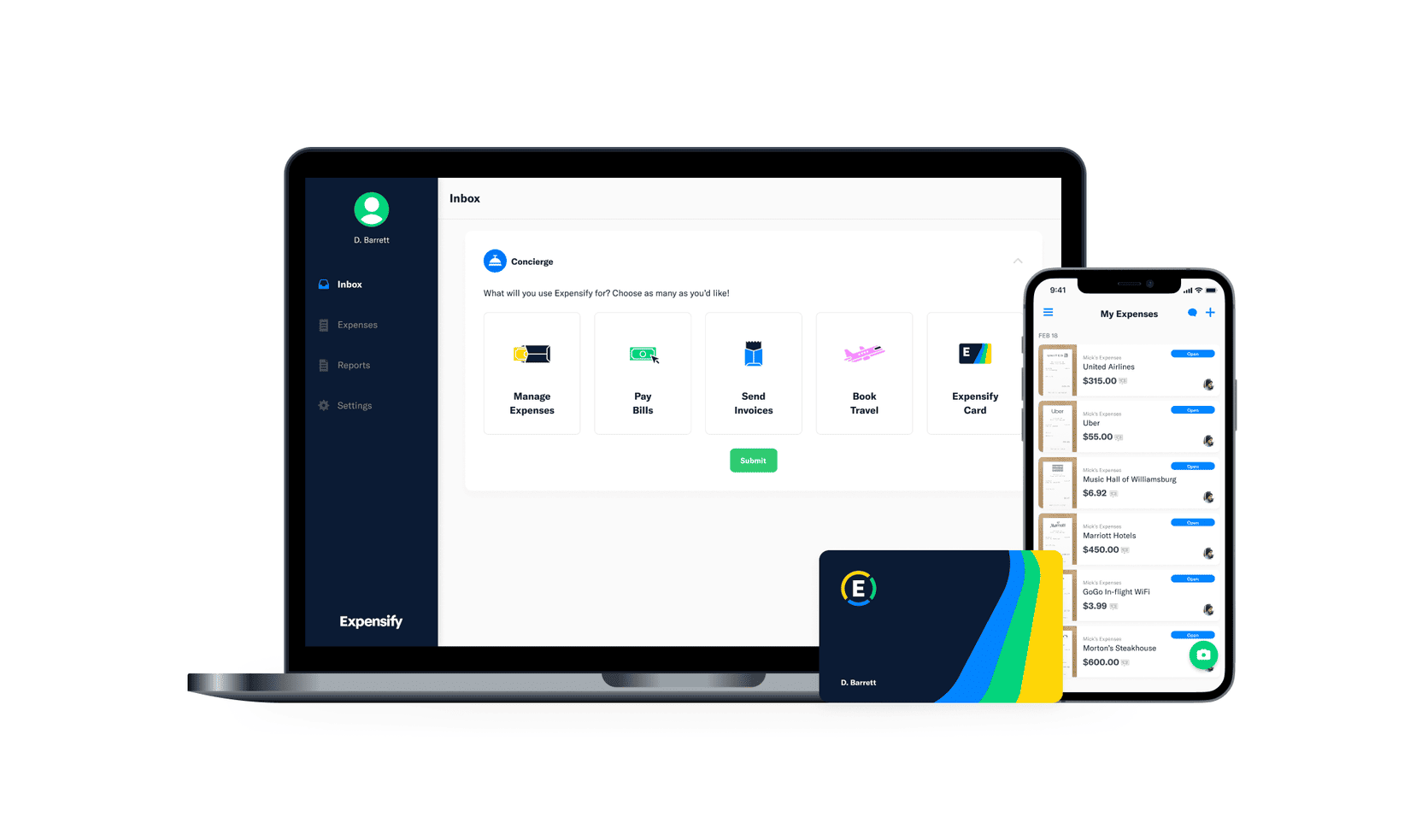 Capture d'écran de l'application Expensify