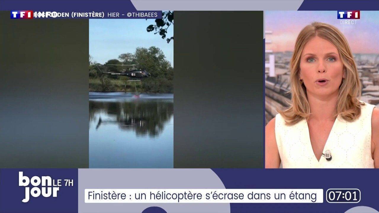 Hélicoptère bombardier d’eau dans l’étang du Finistère