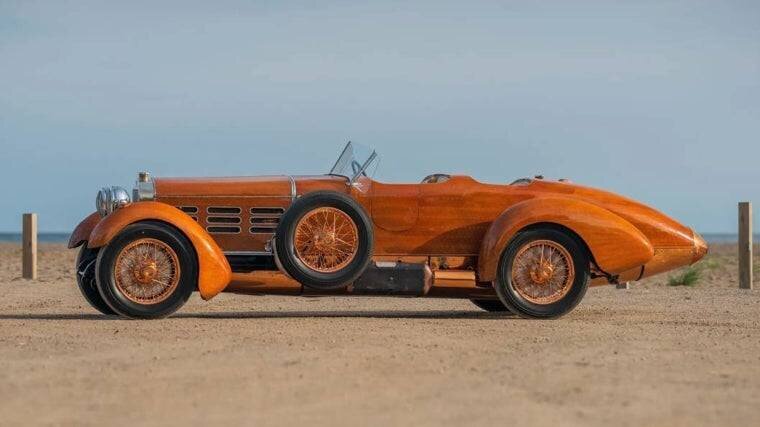 Hispano-Suiza gagnant Pebble Beach détail carrosserie bois