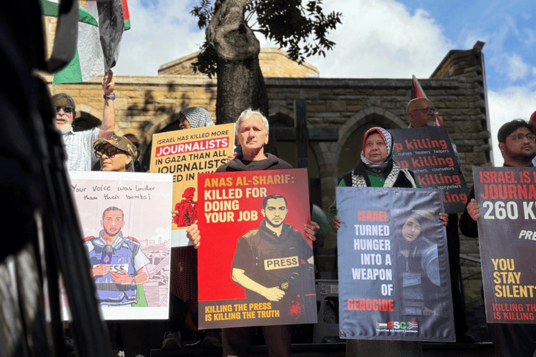 Veillée des journalistes au Cap en solidarité avec Gaza