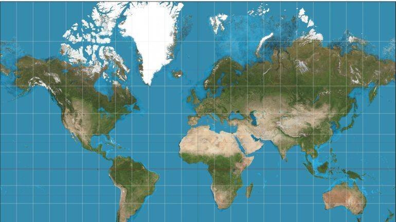 Projection de Mercator faisant paraître le Groenland plus grand que l'Afrique