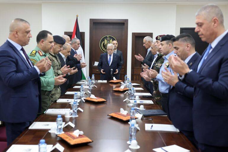 Le président Mahmoud Abbas lors d'une réunion des responsables de sécurité