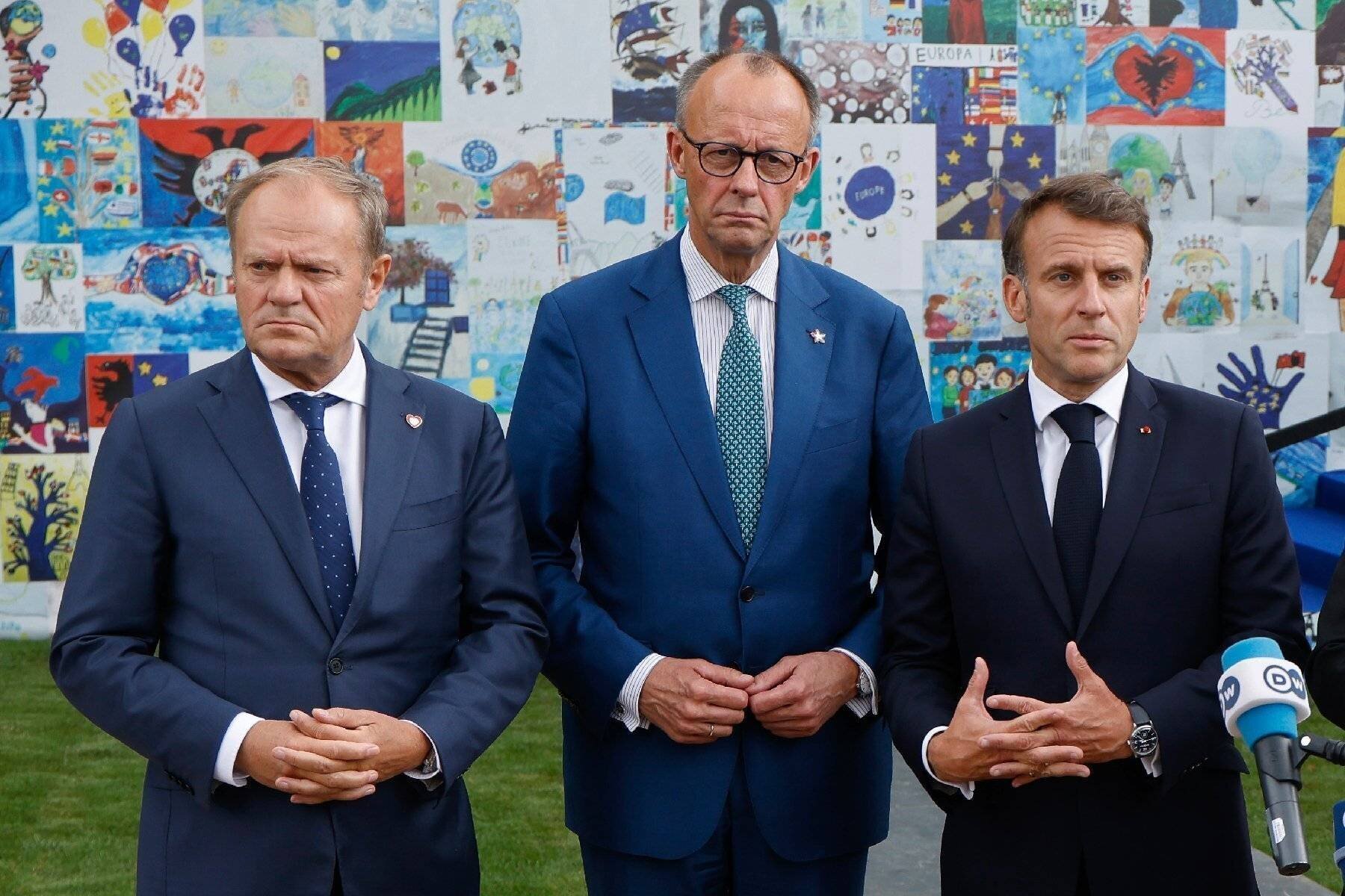 Le trio Macron Merz Tusk à Chisinau lors d'une visite