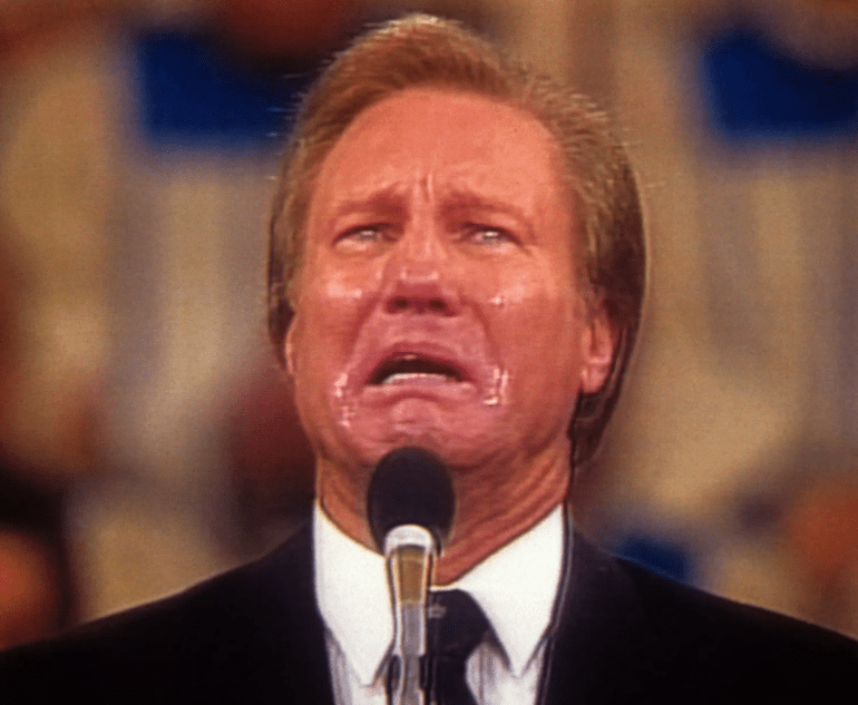 Jimmy Swaggart en larmes lors de son aveu public