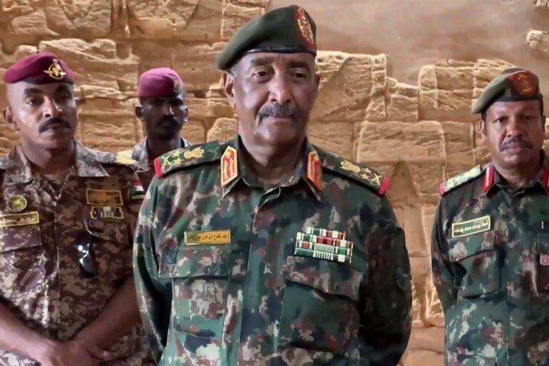 Le président du Conseil de souveraineté soudanais Abdel Fattah al-Burhan lors d'un discours