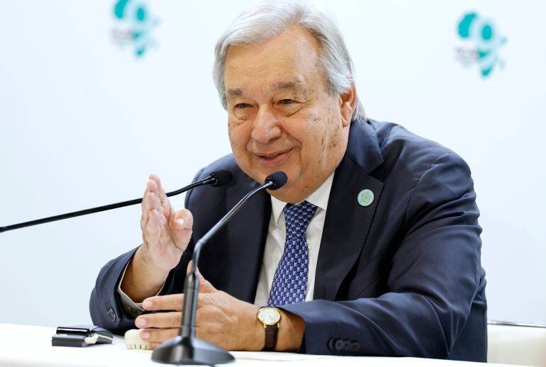 Antonio Guterres s'exprime lors d'une conférence
