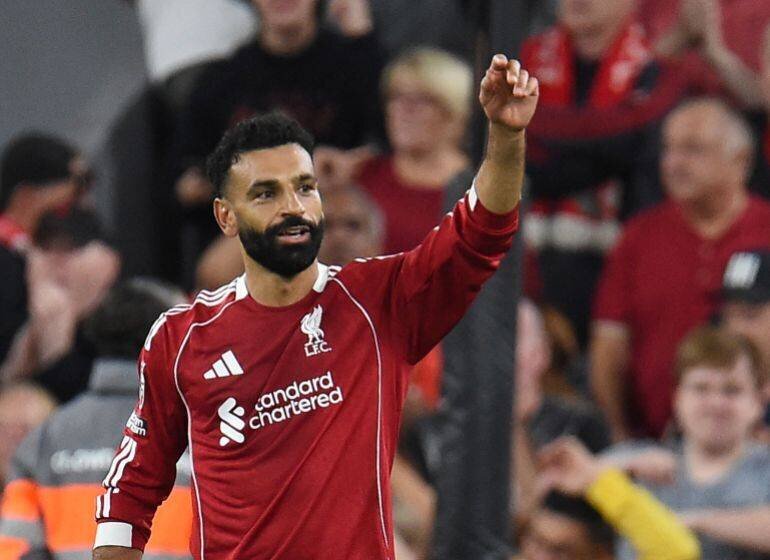 Mohamed Salah célèbre un but avec Liverpool