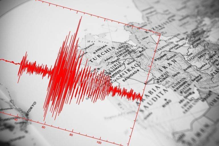 Onde sismique et carte Turquie-Syrie