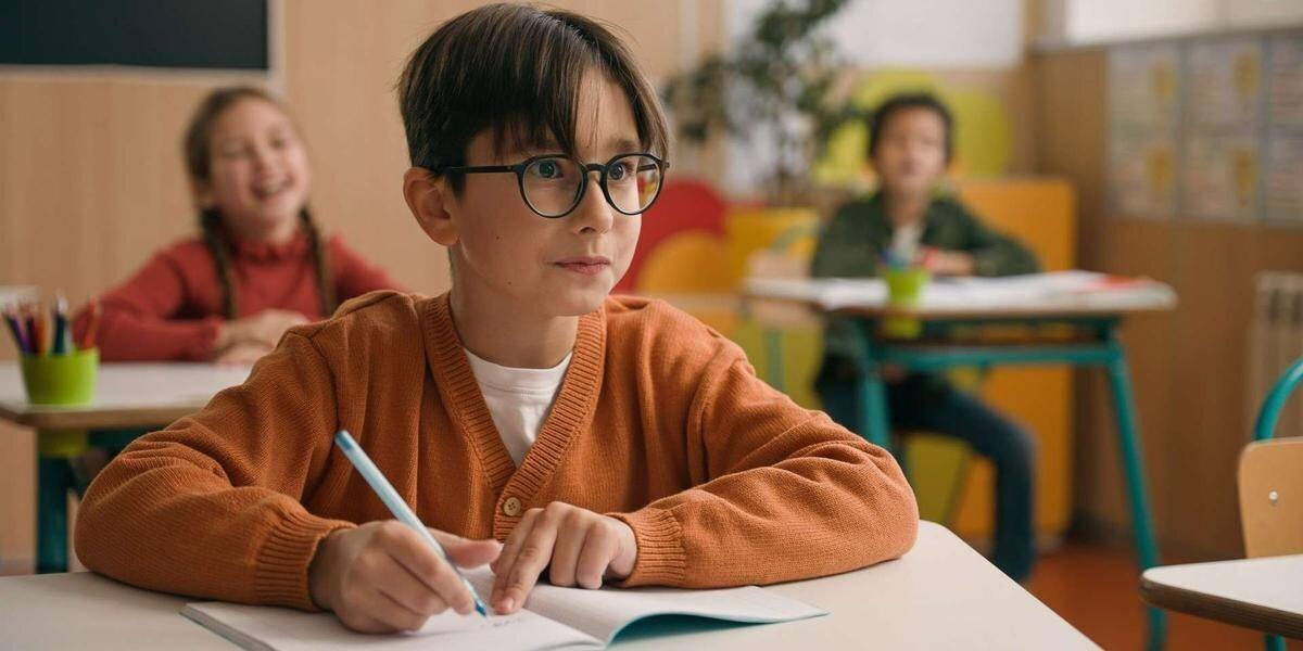 Jeune enfant lors d'un dépistage visuel en classe