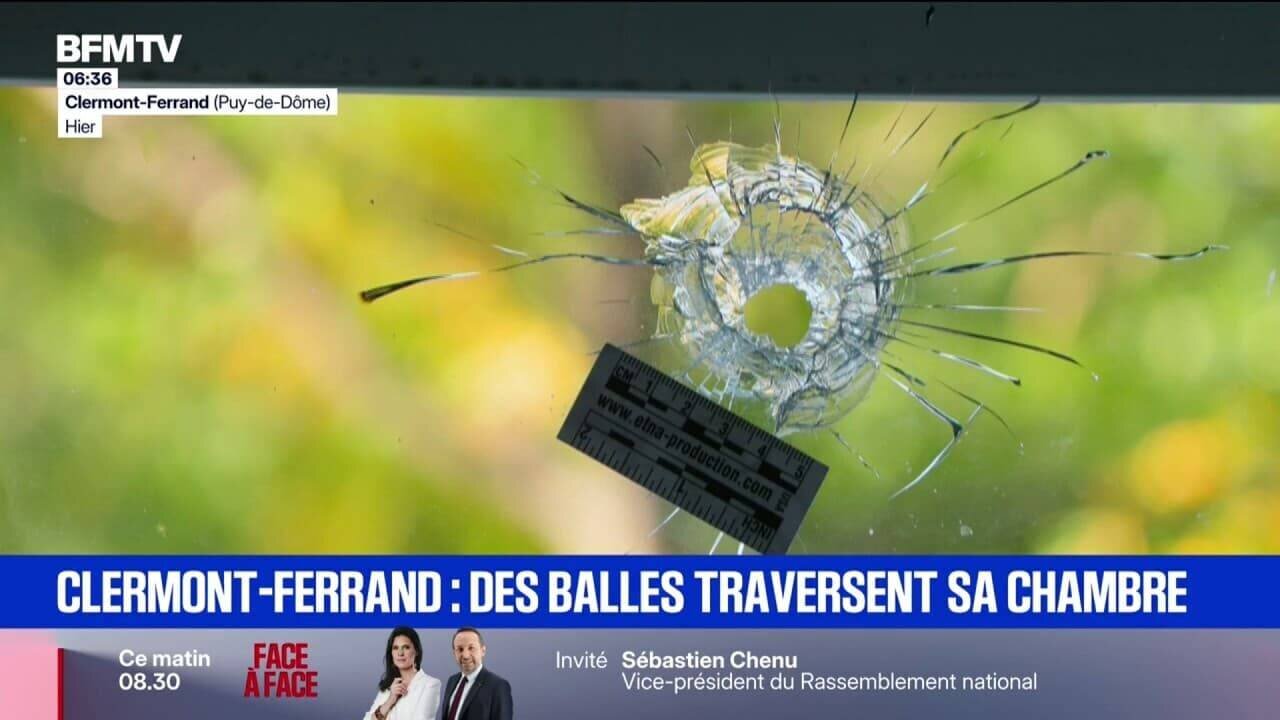 Vue d’un appartement touché par des balles à Clermont-Ferrand
