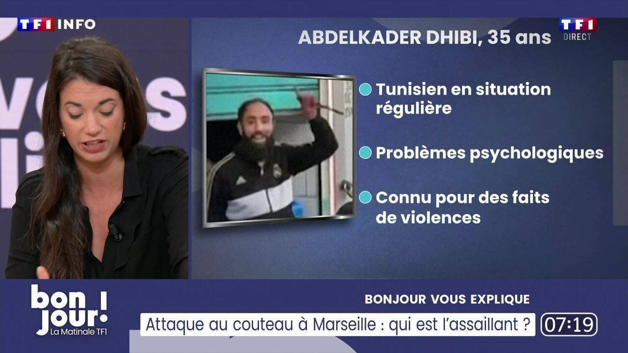 Assaillant et policiers sur le lieu de l’attaque à Marseille