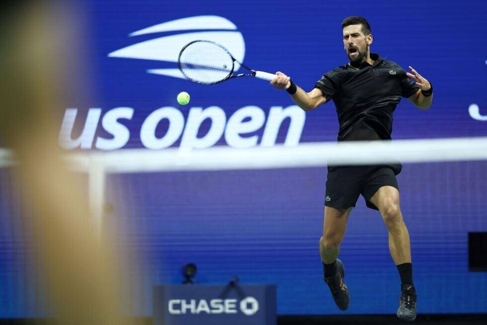 Djokovic en action lors du quart contre Fritz