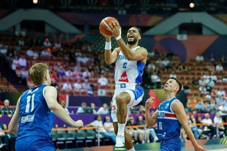 Vue d'quipe de France pendant le match contre l'Islande